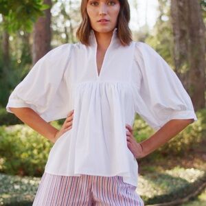 Never A Wallflower Poplin Puff Sleeve Top